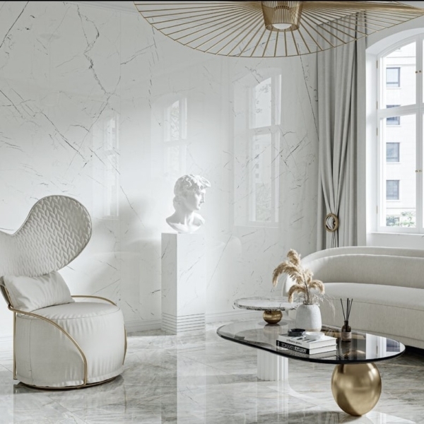 Thassos Marmo Porcelain Floor & Wall Tiles White